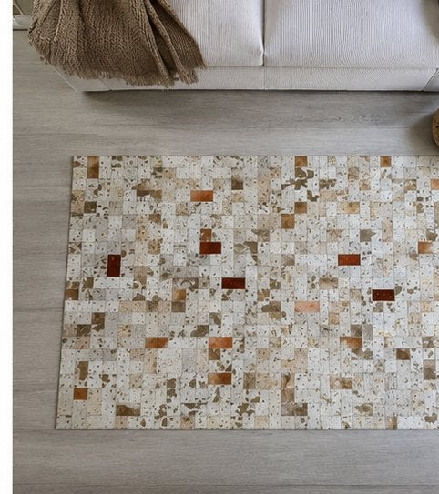 Prachtig patworktapijt van koeienhuid, 100 tot 150 cm, Ophalen of Verzenden, Zo goed als nieuw, 150 tot 200 cm