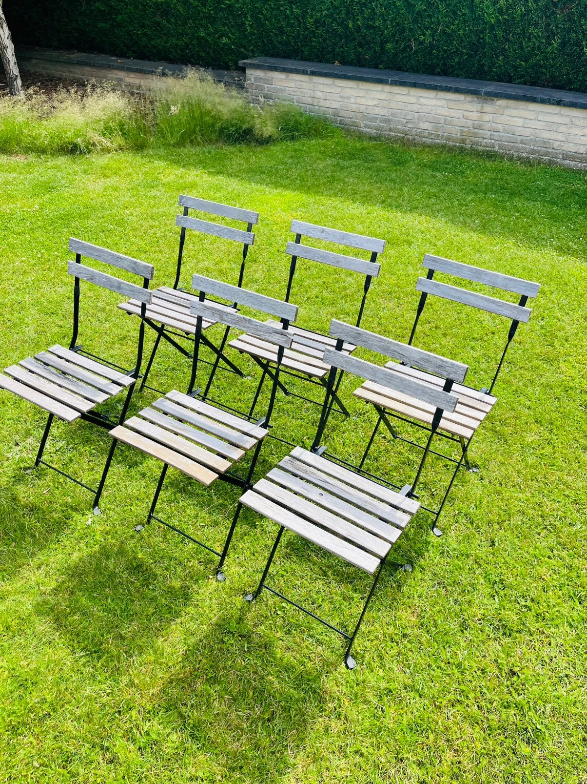 6 chaises de jardin en bois et metal, pliables, Enlèvement, Comme neuf, Bois