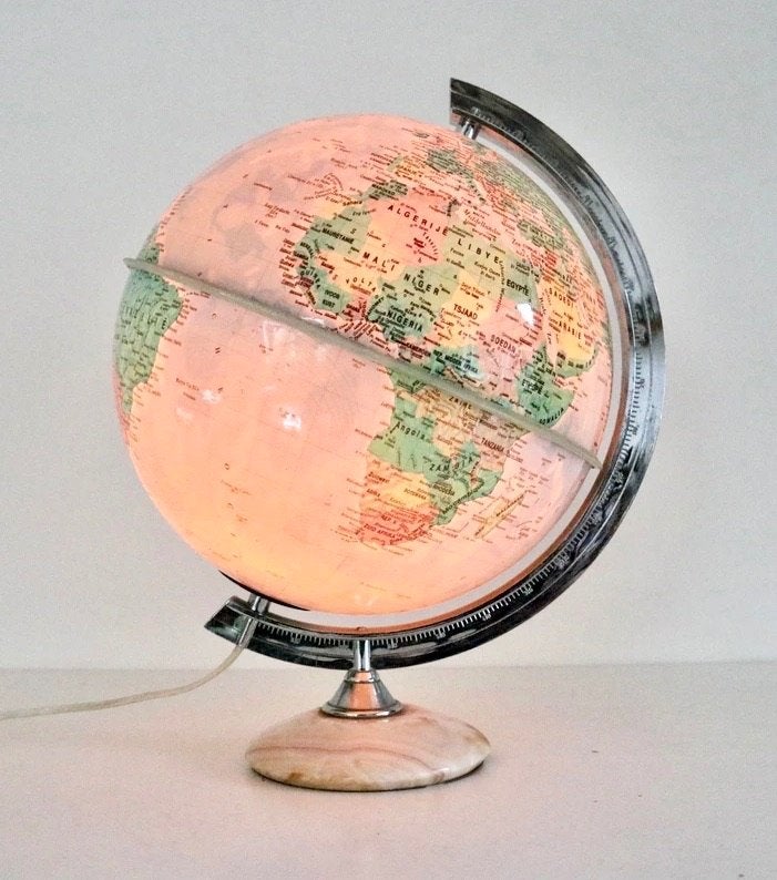 Vintage wereldbol met marmeren voet - Globe made in Italy, Maison & Meubles, Accessoires pour la Maison | Globes, Enlèvement ou Envoi
