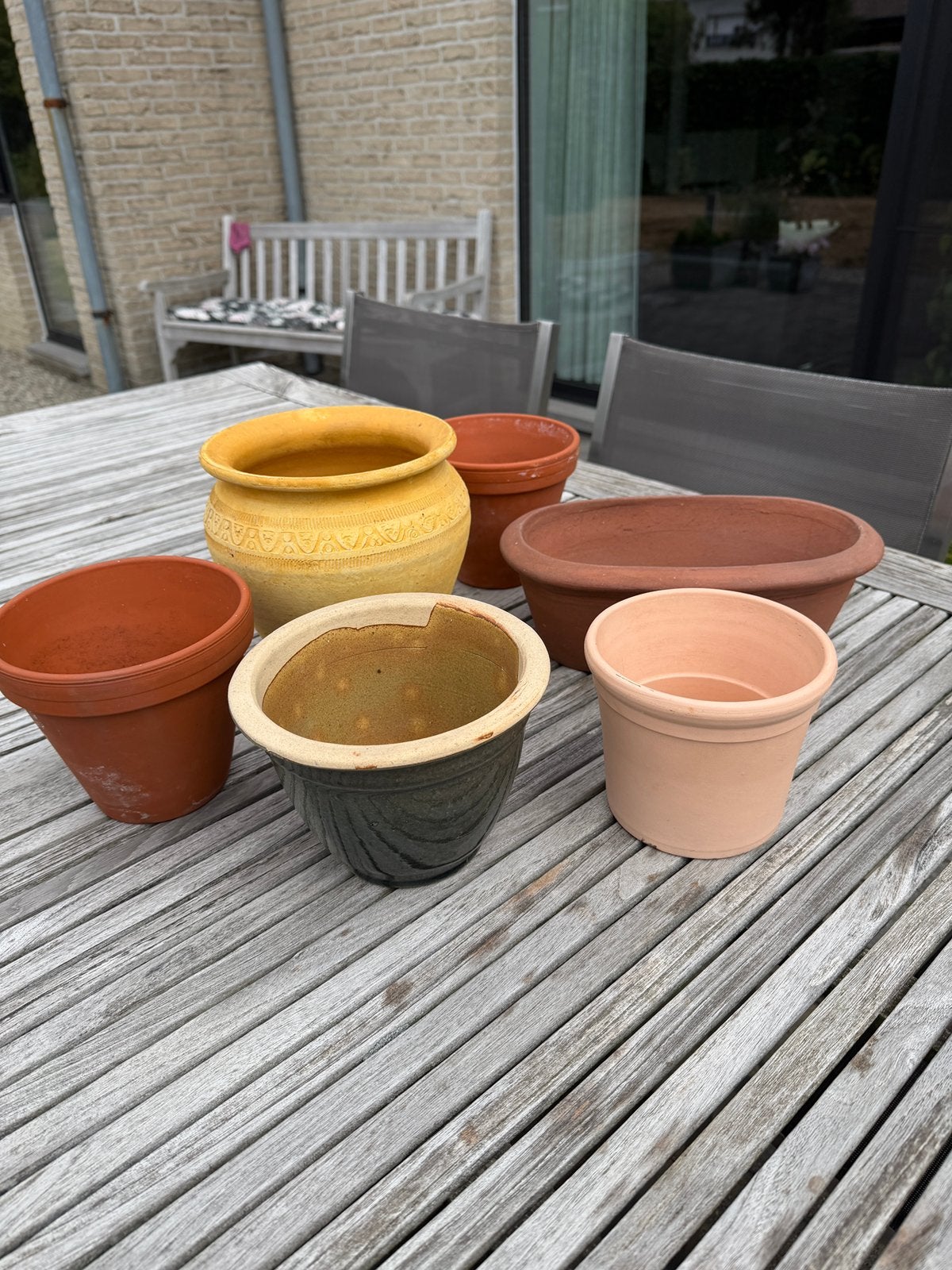 Lotje terracotta bloempotten, Tuin en Terras, Bloempotten, Ophalen, Zo goed als nieuw, Terracotta