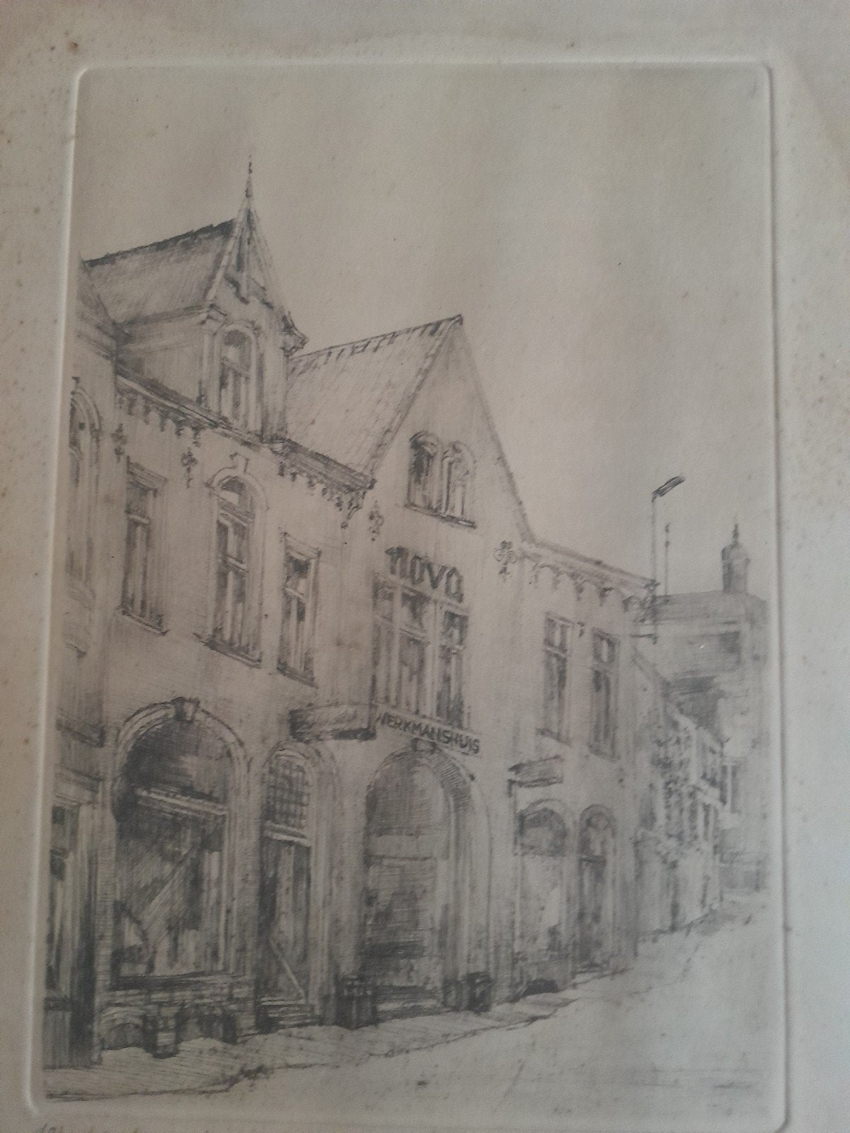 een tekening uit wetteren, Antiek en Kunst, Kunst | Etsen en Gravures, Ophalen