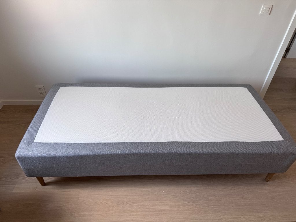 1 pers bed met matras en topper, 90 cm, Gris, Enlèvement, 200 cm