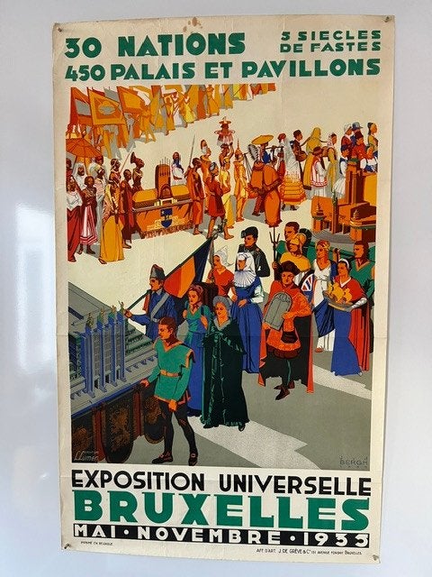 Affiche wereldtentoonstelling Brussel 1935, Van Den Bergh, Ophalen