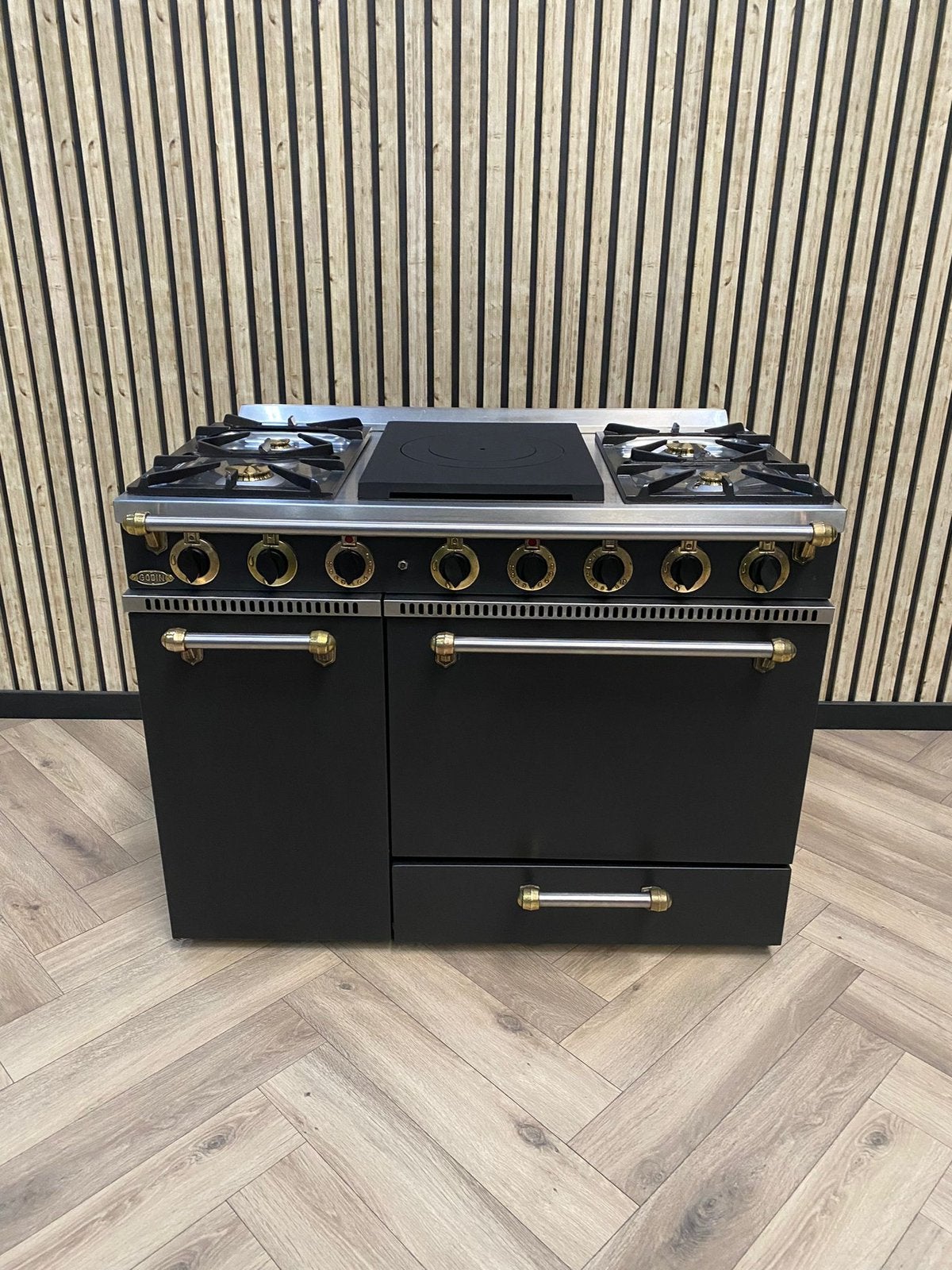 Prachtig Frans Fornuis Godin 110cm 5 pits gas + Warmhoudkast