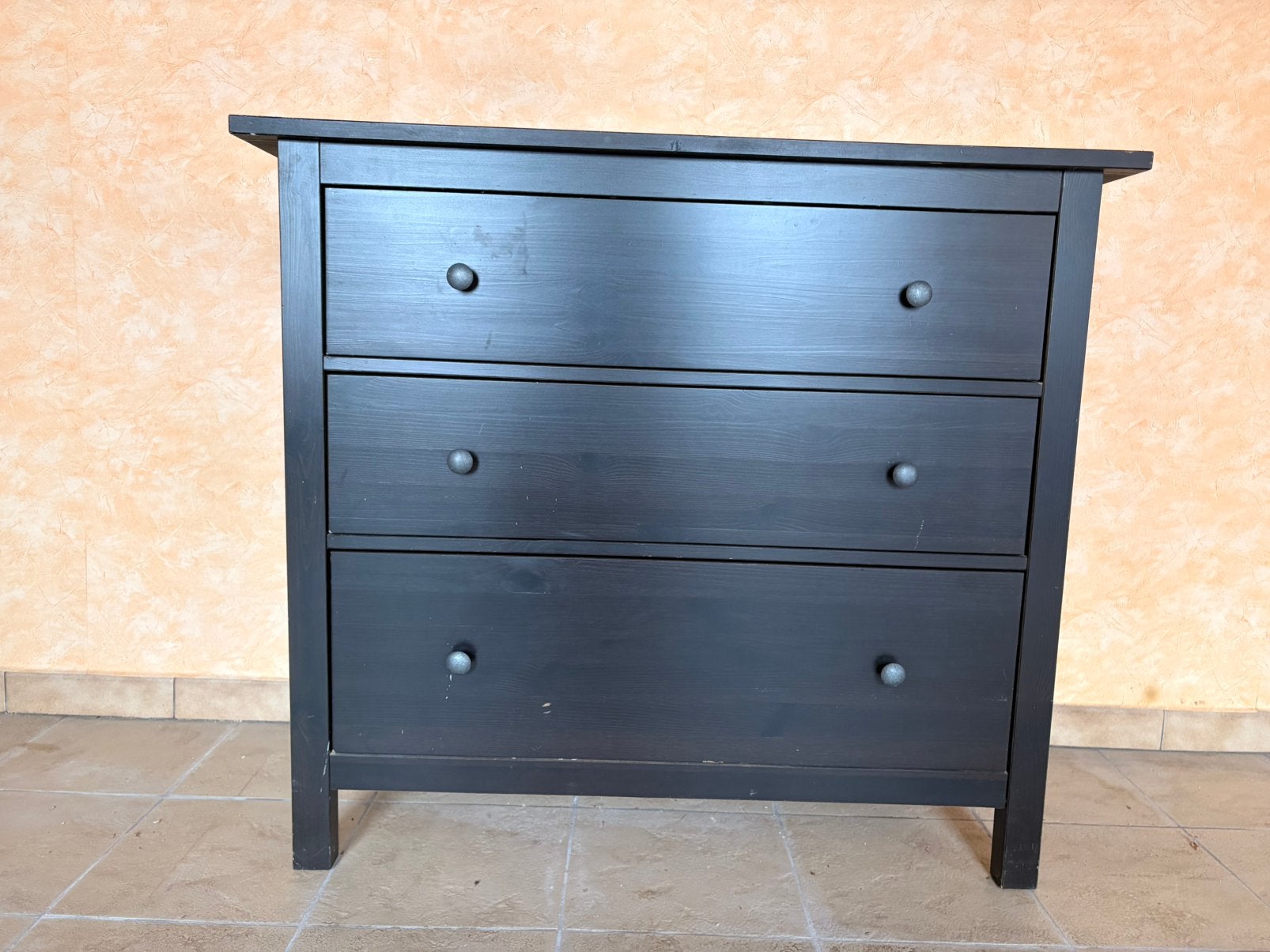 Commode noire 50x110x96, 3 ou 4 tiroirs, 25 à 50 cm, Moins de 100 cm, 100 à 150 cm