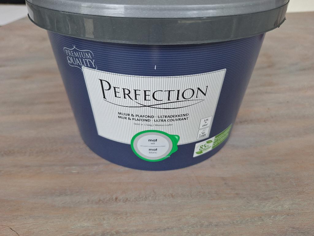 Nieuwe ongeopende plafondverf Perfection – 2,5L – mat wit, Doe-het-zelf en Bouw, Verf, Beits en Lak, Ophalen, Wit, Nieuw, Verf