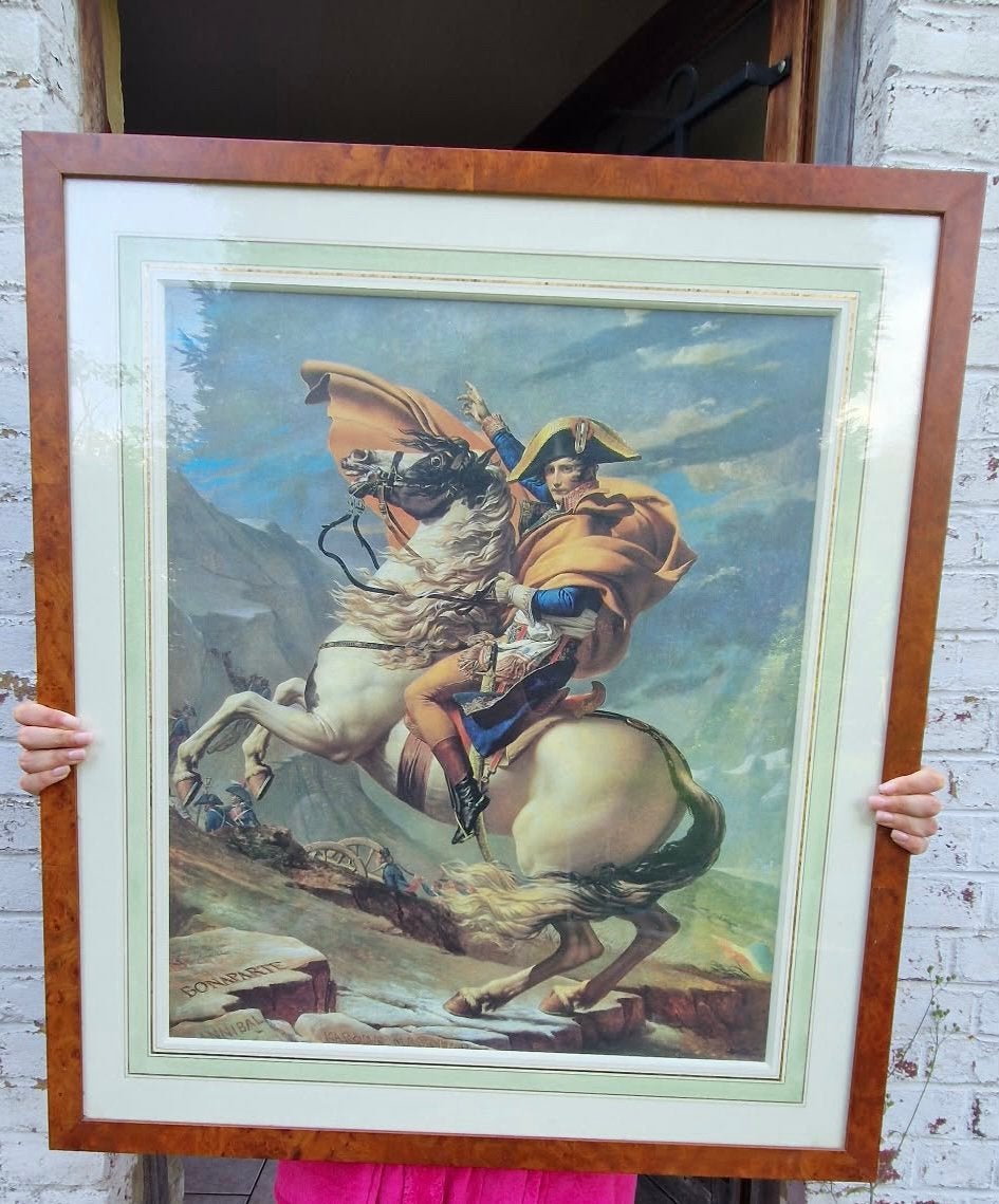 Grand tableau Napoléon / Bonaparte franchissant les Alpes, Antiquités & Art, Art | Peinture | Classique, Classique, Sous verre