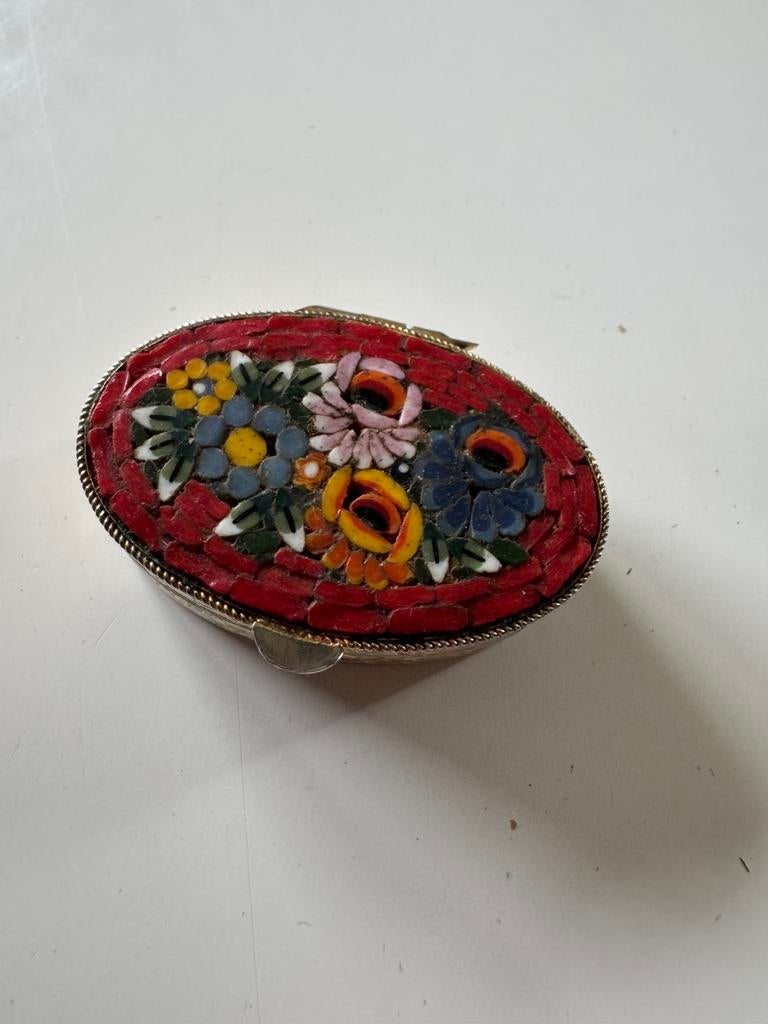 vintage Italiaans micro-mozaïek pillendoosje, Ophalen of Verzenden