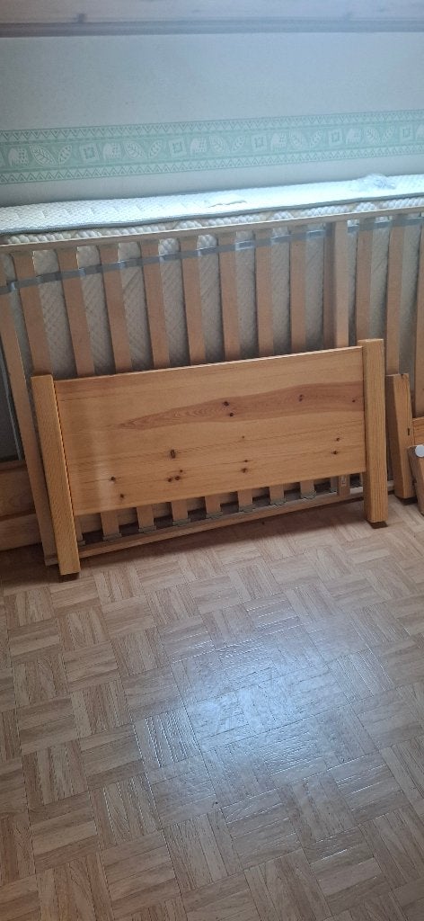 1persoonsbed lengte 220 cm, Huis en Inrichting, Ophalen, Gebruikt, 90 cm, Eenpersoons