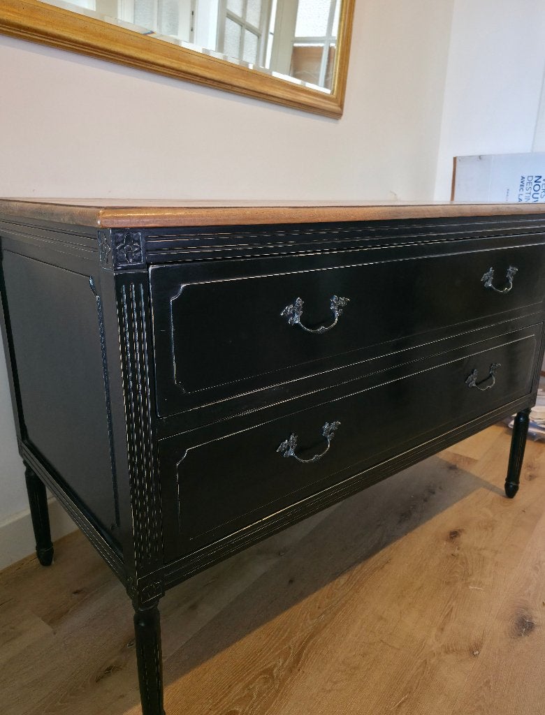 Commande ancienne entièrement rénovée -  noir et bois, Enlèvement