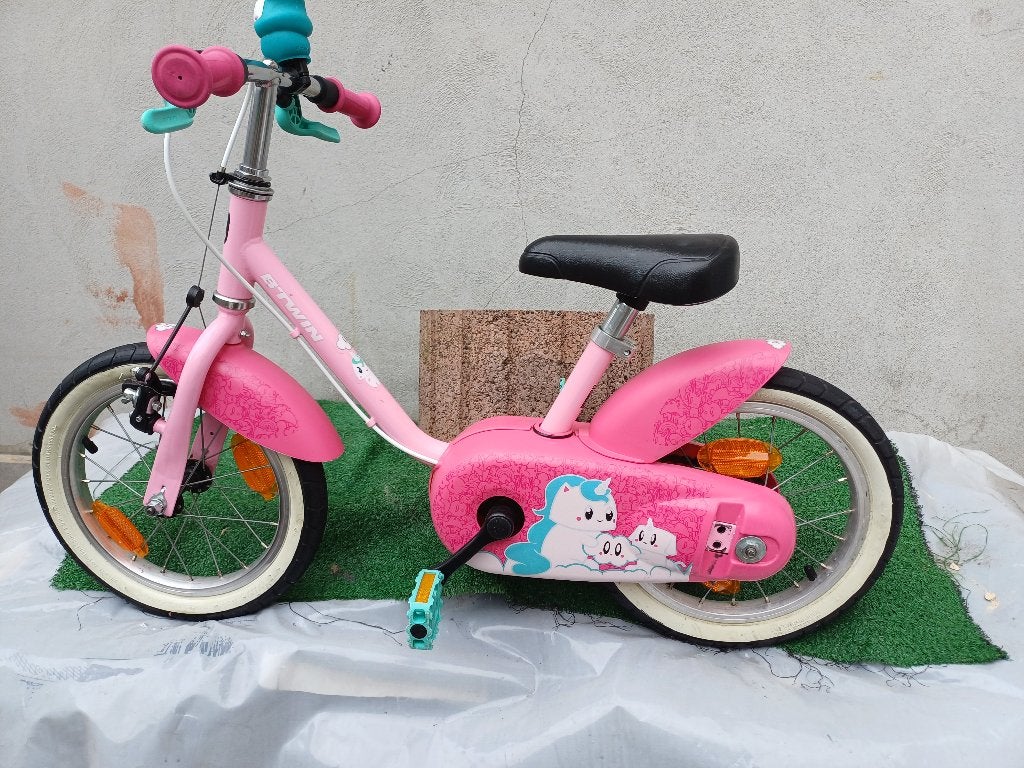 meisjesfiets 3-5 jaar 14inch rood, Frein sur jante, B-TWIN, Comme neuf, Enlèvement