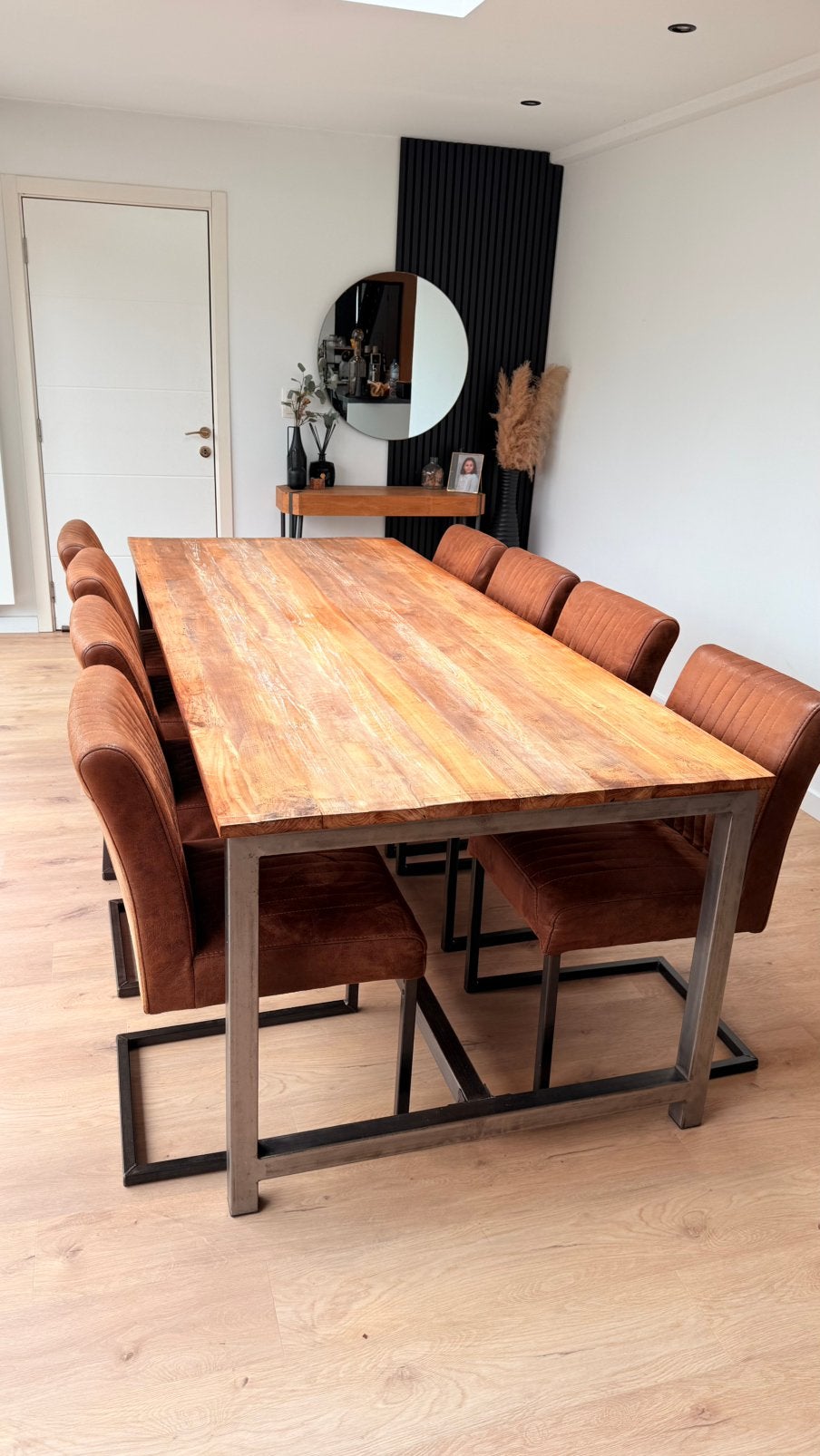 TABLE À MANGER + 8 CHAISES — BEL ENSEMBLE COMPLET, Maison & Meubles, Comme neuf, Enlèvement, 50 à 100 cm, Rectangulaire