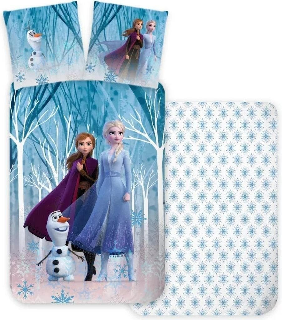 Disney Frozen Dekbedovertrek 140 x 200 - Snowflakes - Katoen, Nieuw, Ophalen of Verzenden, Dubbelzijdig, Meisje