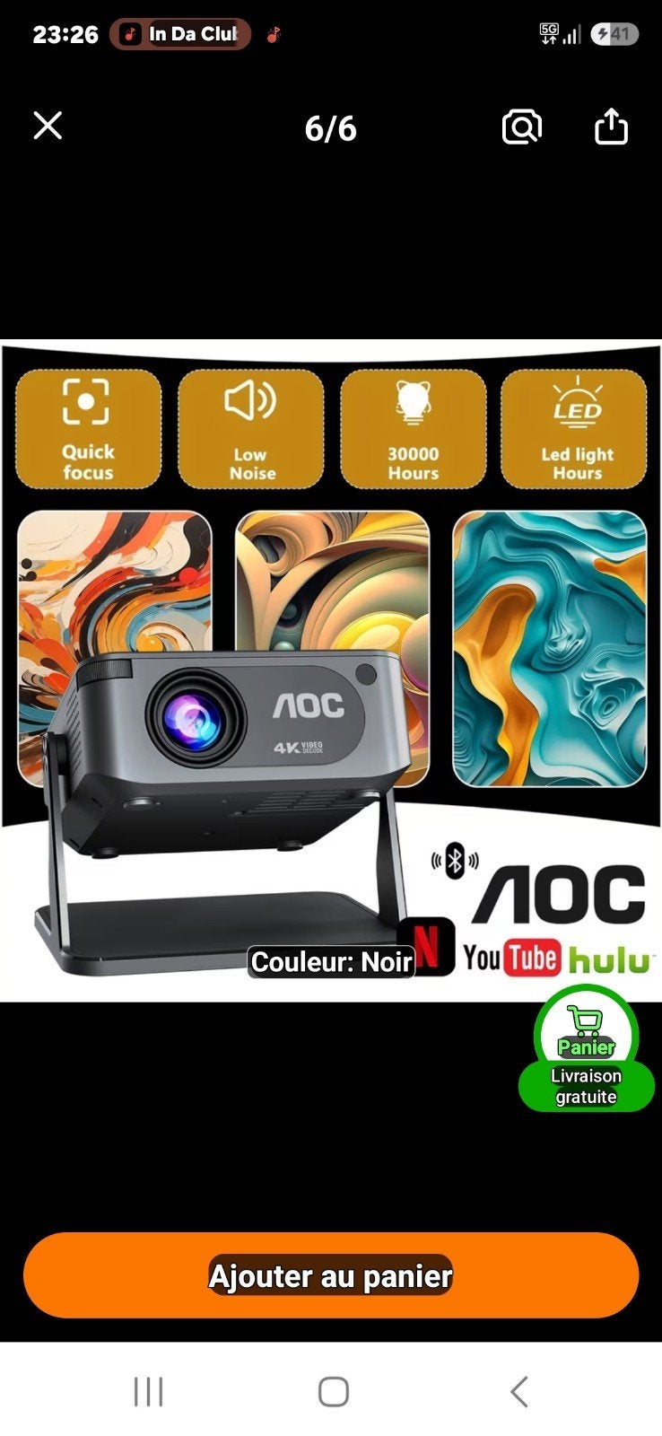 Projecteur AOC ha 109  4k 1280x720, Neuf, Enlèvement ou Envoi, LED, AOC