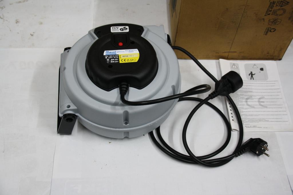 Automatische haspel met 15 meter elektriciteitskabel Nieuw, Enlèvement ou Envoi, Neuf, Prise de courant