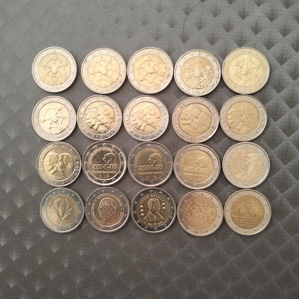 2 Euromunten Belgie, Timbres & Monnaies, Enlèvement, Belgique, 2 euros, Monnaie en vrac