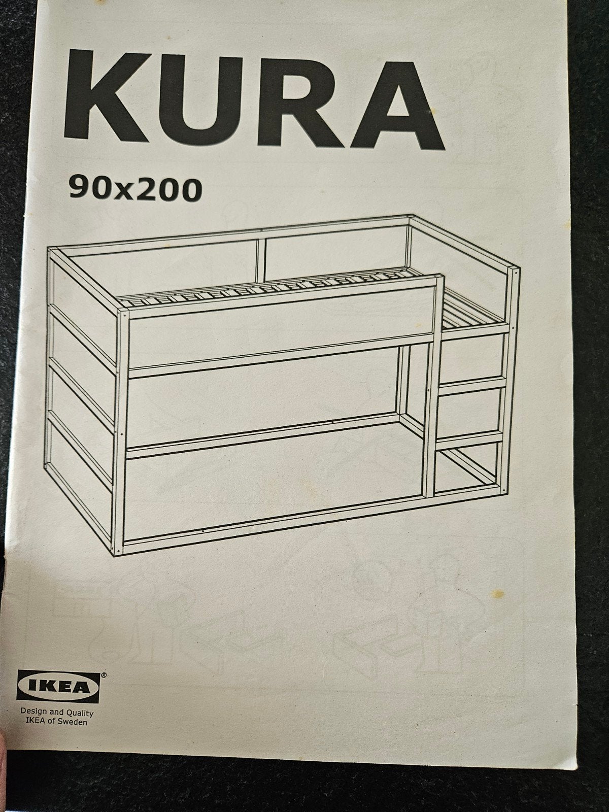 Lit mezzanine IKEA KURA 90x200 avec 2 matelas, 90 cm, Enlèvement, Utilisé, 200 cm
