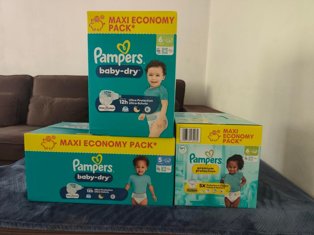 Pampers baby dry et premium protection taille 5 et 6