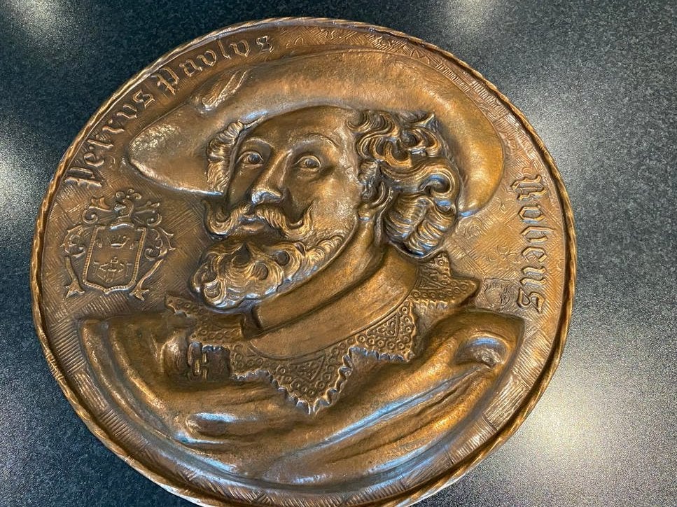 Koperen decoratieve wandplaat, Antiek en Kunst, Ophalen, Koper