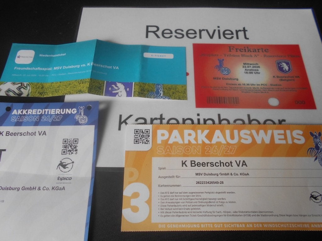 MSV Duisburg - Beerschot  22/07/2026, Enlèvement ou Envoi, Utilisé