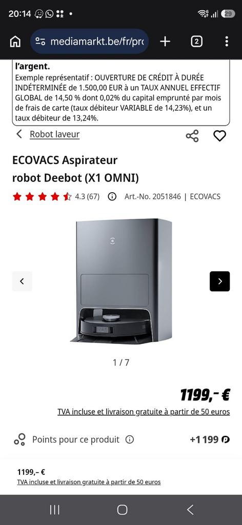 Ecovacs X1 OMNI deebot, Electroménager, Aspirateurs, Neuf, Aspirateur robot, Réservoir, Enlèvement ou Envoi