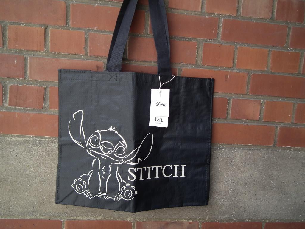 Sac réutilisable noir & blanc (Disney Stitch), Envoi, Neuf, Noir, Autres types