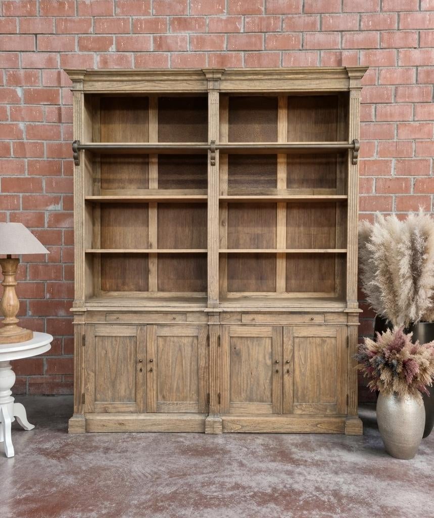 Teak boekenkast/bibliotheekkast GRATIS LEVERING, Huis en Inrichting, Kasten | Boekenkasten, Ophalen, Met deur(en), Indo, 200 cm of meer