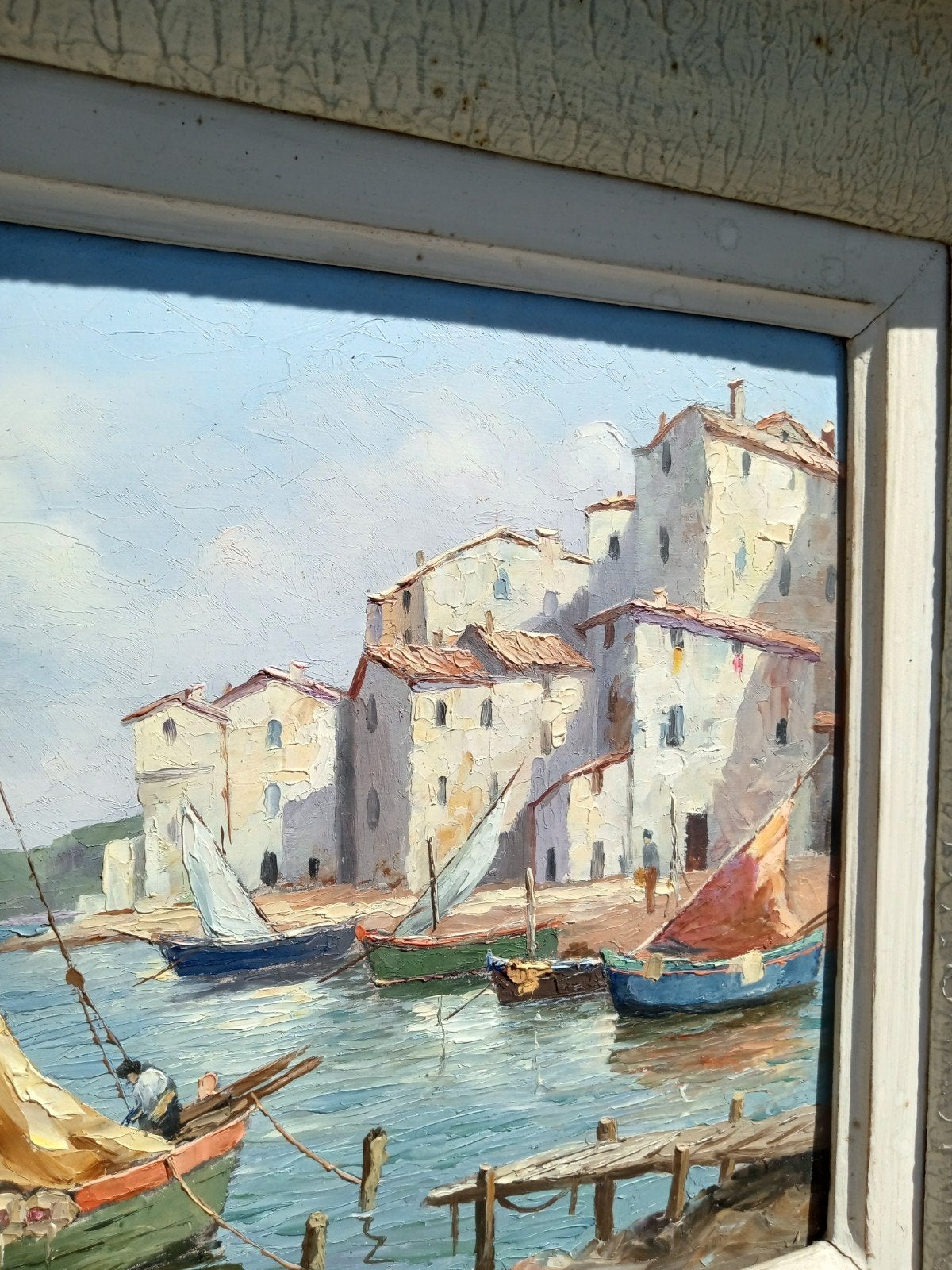 Port de Martigues "Les Pêcheurs", Antiek en Kunst, Kunst | Schilderijen | Klassiek, Abstract, Gesigneerd, Maritiem / water, Paneel