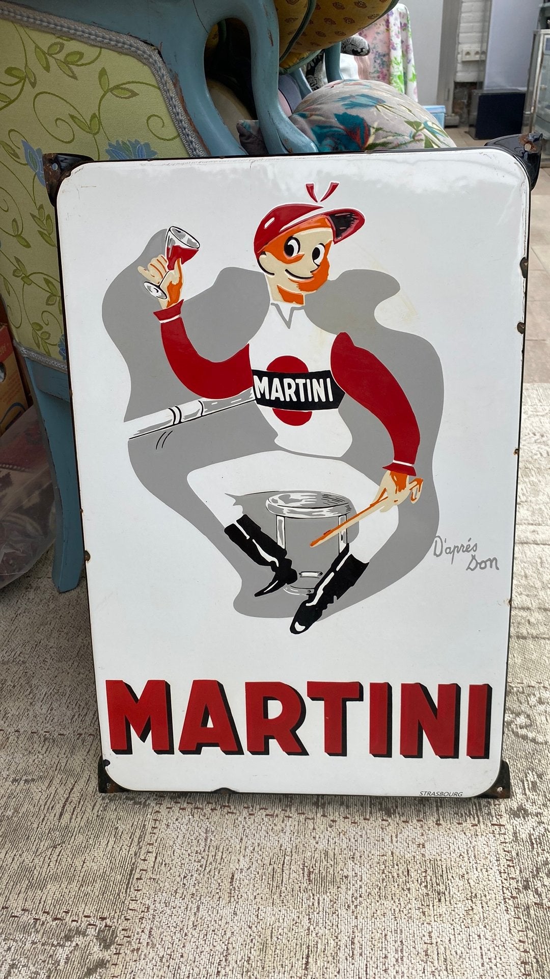 Emaille bord van martini., Verzamelen, Ophalen, Gebruikt