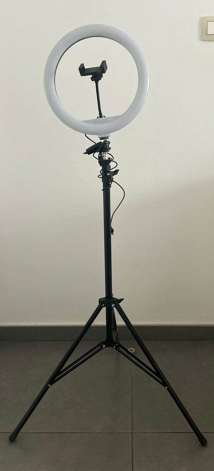 Lampe annulaire avec support et support pour téléphone, Enlèvement, Comme neuf, Support de téléphone, Trépied