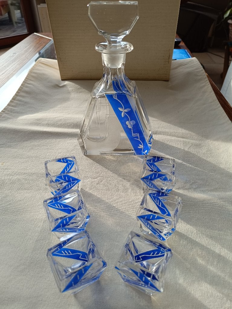 Ensemble carafe et verres cristal Karl Palda début 20eme, Enlèvement ou Envoi
