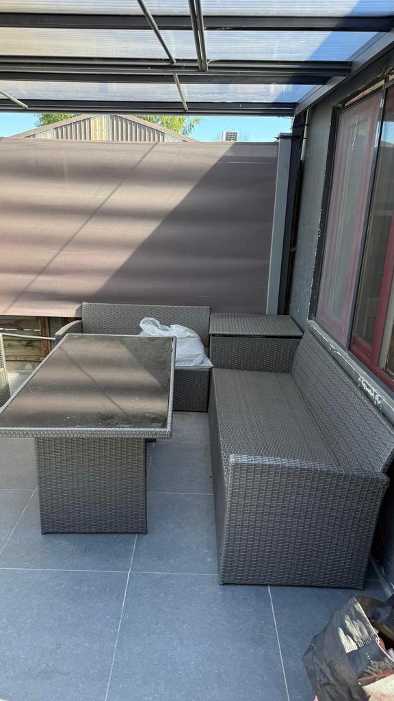 Loungeset inclusief kussens, opbergbox en tafel, Tuin en Terras, Ophalen, Zo goed als nieuw, Loungeset
