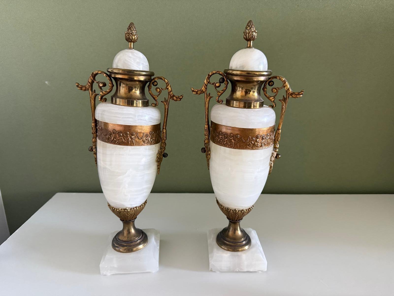 Vases vintage en albâtre - lot de 2, Antiquités & Art, Enlèvement