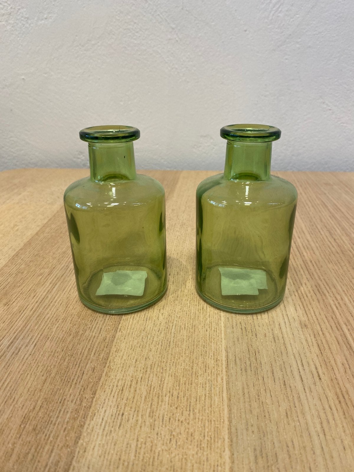 Glazen vaasjes transparant groen - lot van 17 stuks, Huis en Inrichting, Ophalen, Nieuw, Groen