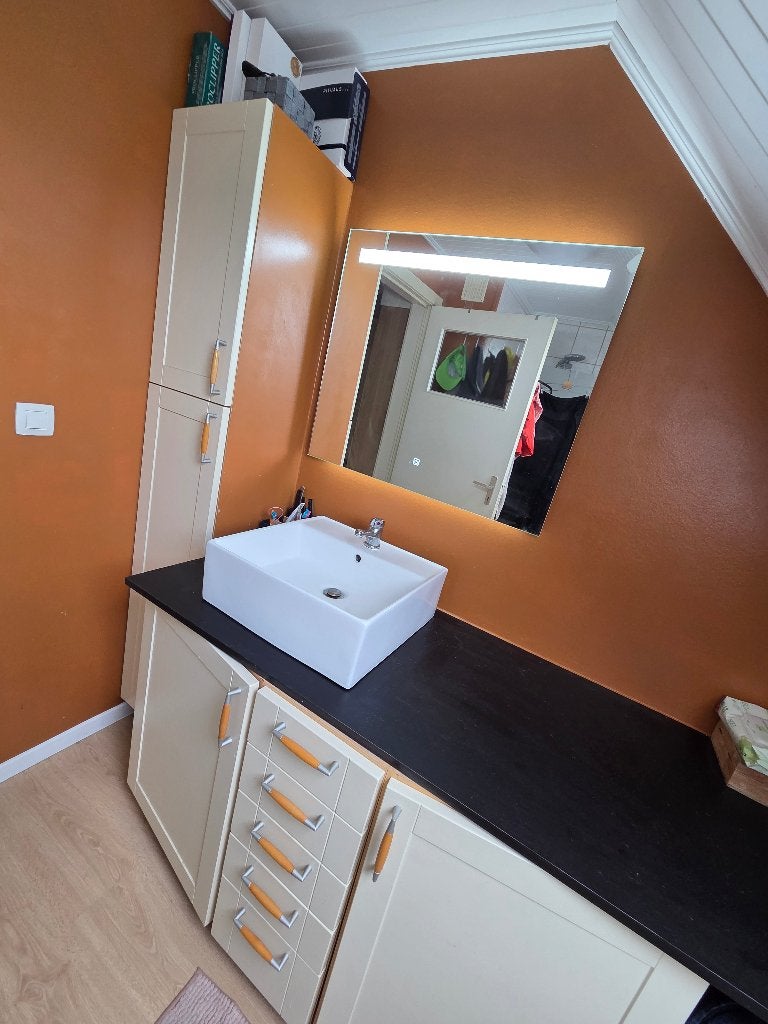 Meuble de salle de bain + bac à pompe + miroir, Enlèvement