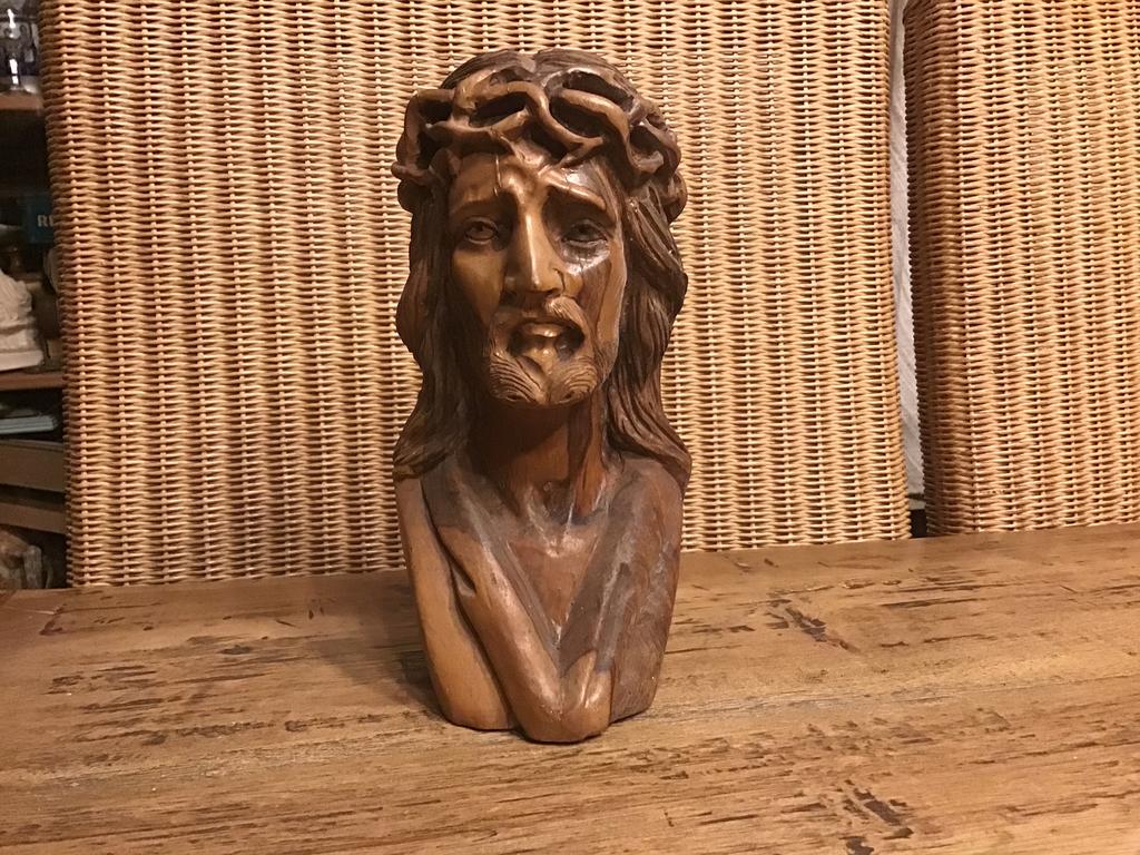 Buste Jezus Christus in handsnijwerk, Antiek en Kunst, Ophalen of Verzenden