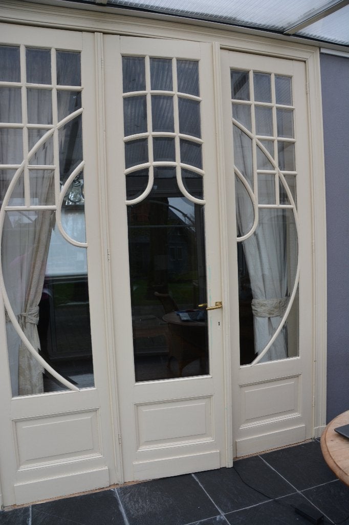 Art-deco binnendeur in 3 panelen, Ophalen, Gebruikt, Binnendeur, Glas