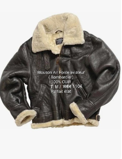 Blouson Air force aviateur ( Bombardier) 100% CUIR T: M, Enlèvement, Comme neuf, Taille 48/50 (M), Brun