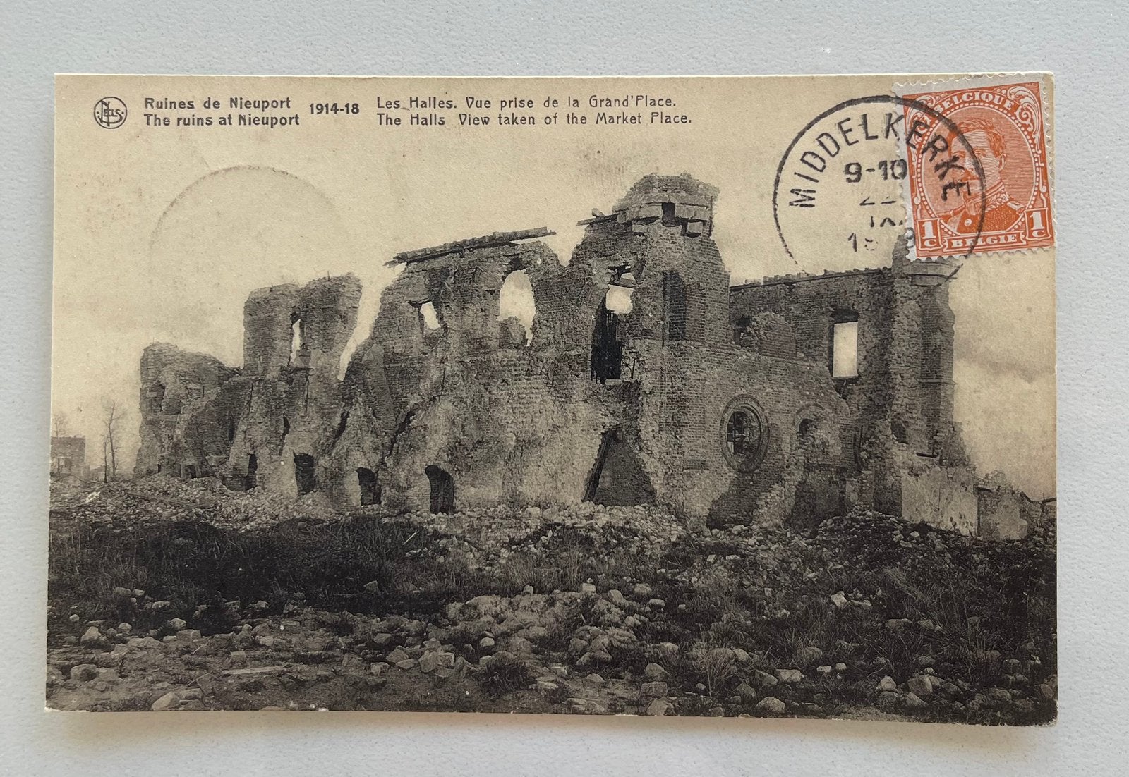 Historische Postkaart WWI – Ruines de Nieuport (Les Halles), Verzamelen, Ophalen of Verzenden