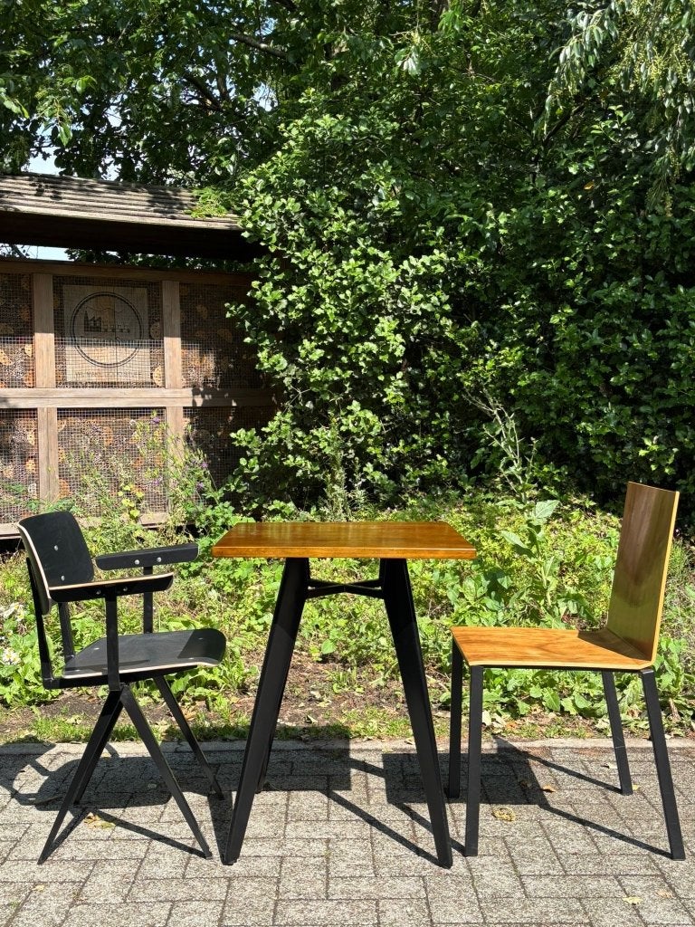 Rotor ‘4’ tafel | 60 cm vierkant blad (14 op voorraad), Huis en Inrichting, Overige houtsoorten, 50 tot 100 cm, Vierkant, Nieuw