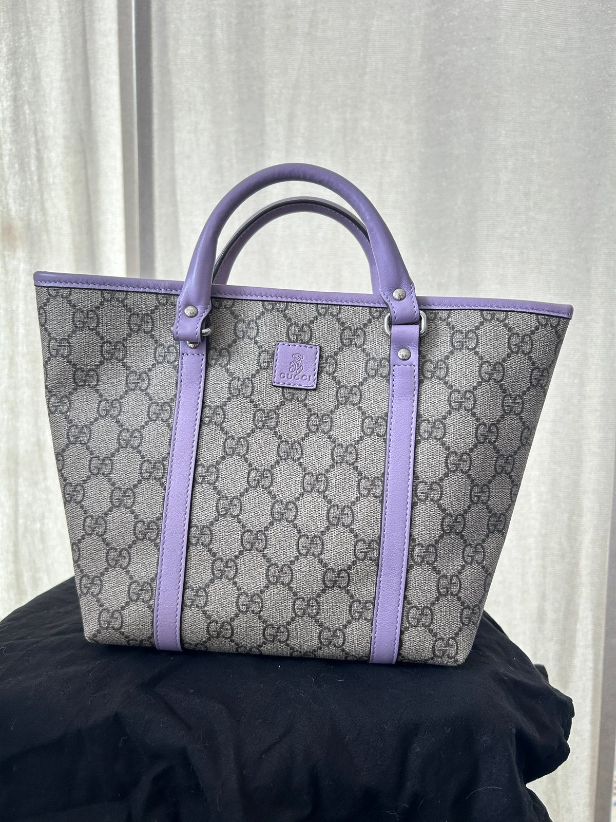 Gucci 297557 GG mini beige en lila leer, Overige merken, Beige, Ophalen of Verzenden, Zo goed als nieuw