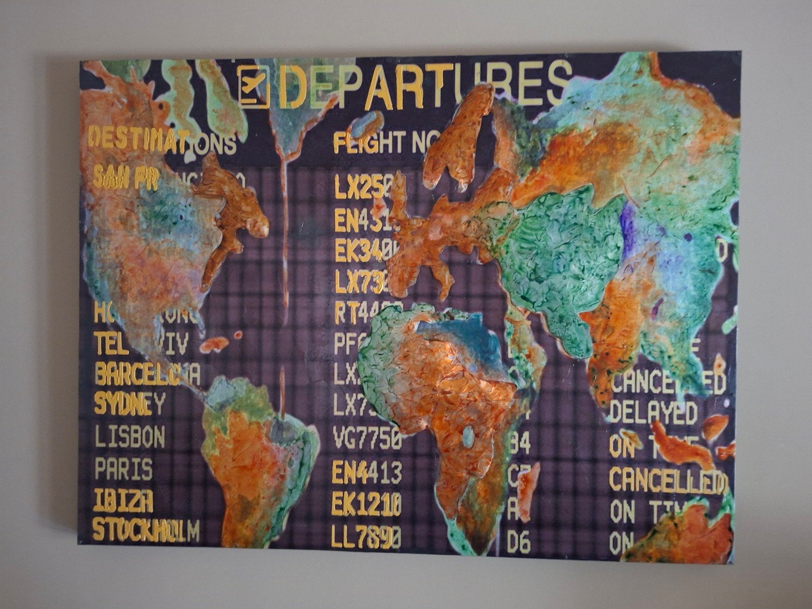 ijzeren, metalen schilderij departures, Enlèvement