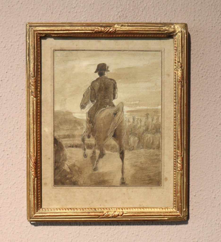 Aquarel van Napoleon, Antiek en Kunst, Kunst | Schilderijen | Klassiek, Aquarel, Achter glas, Ophalen of Verzenden