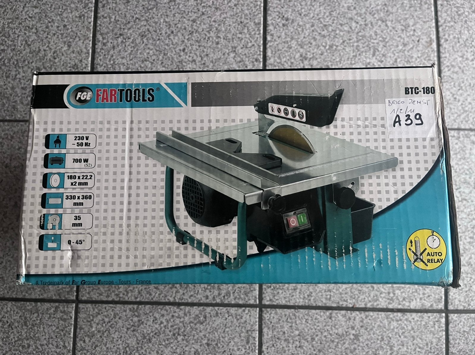 Fartools One BTC-180 – Coupe carrelage électrique 700W, neuf, Enlèvement, Neuf, Scie circulaire, 30 à 70 mm