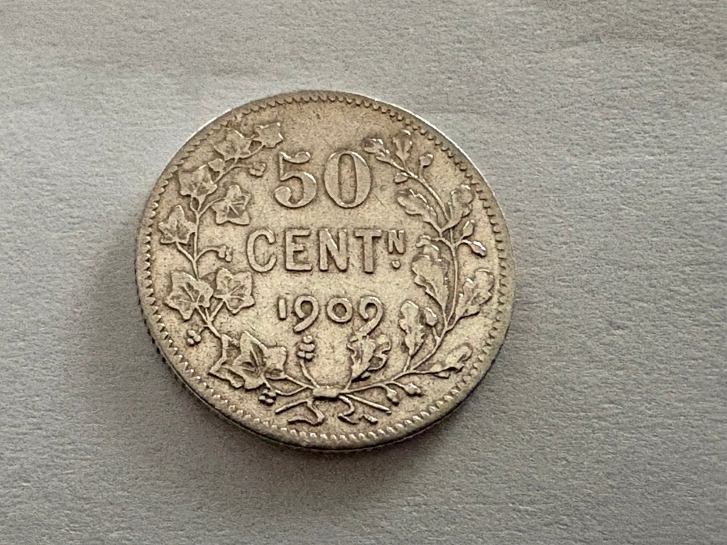 50 centimes Vinçotte - 1909 NL (#135#), Enlèvement ou Envoi, Monnaie en vrac, Argent, Argent