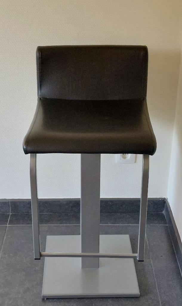 Set van 3 barkrukken met rugleuning – zwarte lederlook, Ophalen