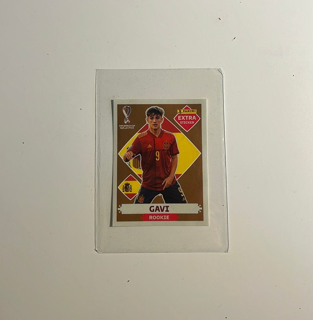 Panini WK 2022 Extra Sticker Gavi Rookie Bronze – Zeldzaam, Ophalen, Nieuw, Sticker