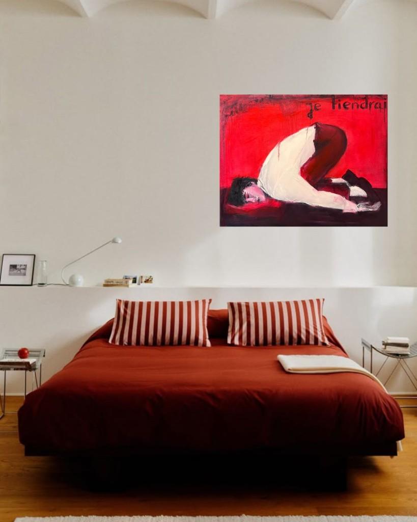 Schilderij peinture painting ‘Je tiendrai’ – Oil on canvas, Antiek en Kunst, Kunst | Schilderijen | Modern, Ophalen