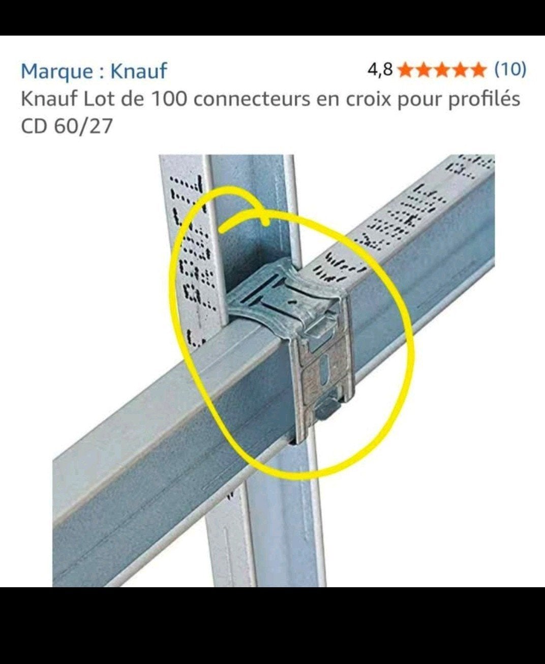 Knauf 100 connecteurs en croix pour profilés CD 60/27, Animaux & Accessoires, Enlèvement