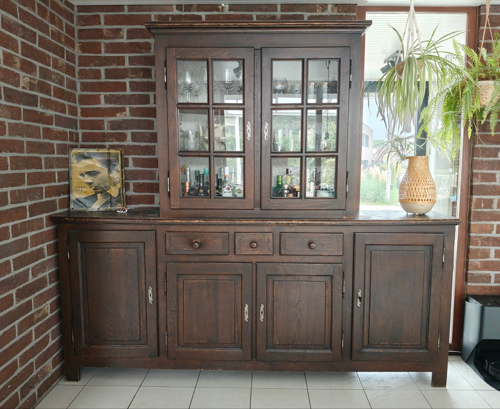 Vitrine vintage, meuble, buffet, entièrement en bois, Enlèvement